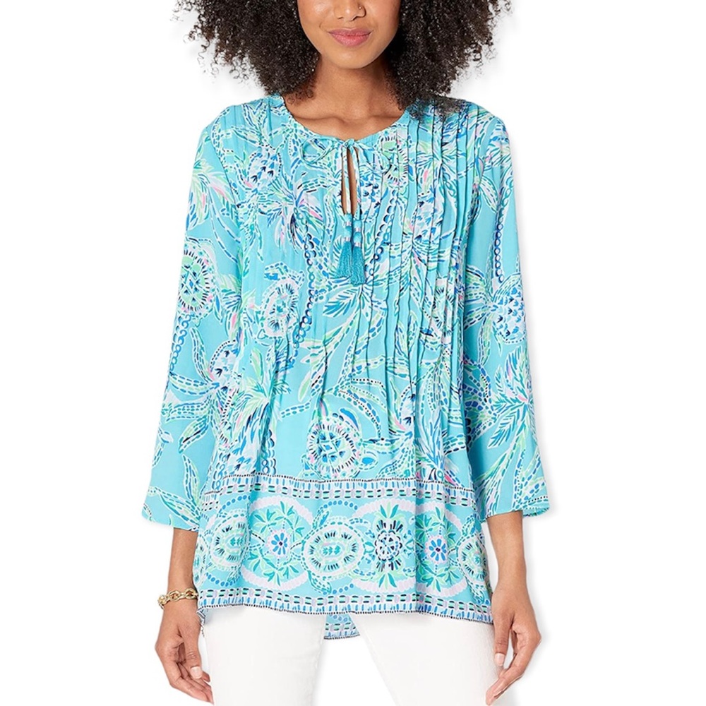 LILLY PULITZER Marilina Tunic Bermuda Blue Turtle SZN Engineering Tunic NWT